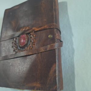 Carnet en cuir véritable avec pierre sur la couverture supérieure, qualité supérieure, fait main, couverture décorative en pierre, journal d'écriture - Product Image 5