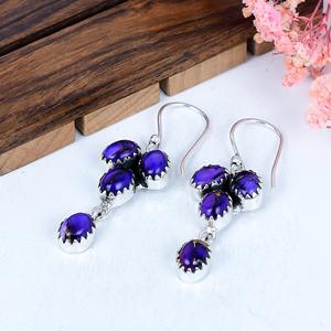 Boucles d'oreilles en argent sterling violet, rose, bleu turquoise, faites à la main, cadeau de Noël, bijoux - Product Image 3