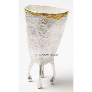 Pot de fleurs en métal unique et élégant, sculpté à la main, texture irrégulière, décoration intérieure, finition argentée, design minimaliste - Product Image 4
