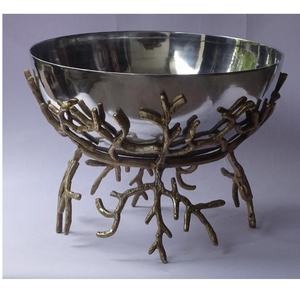 Cuenco de Metal rústico con forma de hoja redonda con diseño minimalista en acabado de cuenco de latón de aluminio para decoración del hogar pieza central - Product Image 6