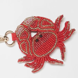 Porte-clés en cuir multi-compartiments, broderie perlée, breloque de sac bohème perlée, artisanat indien traditionnel, fait main avec expertise, motif animal - Product Image 1