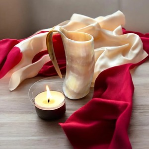 Chope à bière en corne, chope viking en corne, corne à boire nordique, accessoires écologiques 100% naturels pour boire - Product Image 2