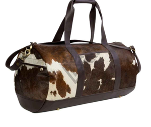 Sac de voyage en cuir de vache véritable, sac de week-end de luxe, sac de voyage fait main en poils de bétail, bagage de week-end pour hommes et femmes, personnalisé - Product Image 6