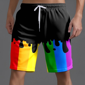 <b>Men's</b> Eco-Friendly Breathable Canvas Sporty Board Shorts Quick Dry Drawstring Swim <b>Trunks</b> Short Length Mid Waist Polyester - Product Image 1