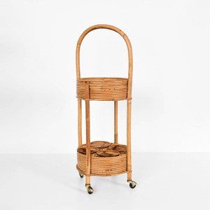 Multi-purpose rattan bar cart luxury style food serving trolley rolling drink carts competitive price - Product Image 3