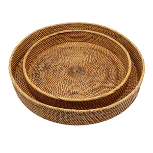 Bandeja de Servir de Ratán Premium Hecha a Mano con Asa de Madera Sólida, Mimbre Natural Ecológico para el Hogar, Comedor, Té, Café y Espresso - Product Image 1