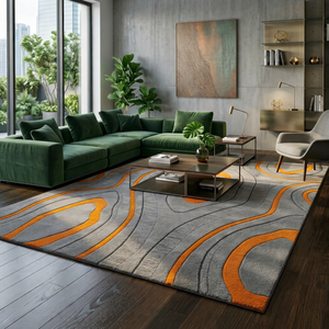 Juego de Alfombras Abstractas de Lana/Seda Hechas a Mano por MAA&company - Diseño Moderno y Colorido, Antideslizante, Ecológico, con Base de Yute para Oración y Picnic - Product Image 1