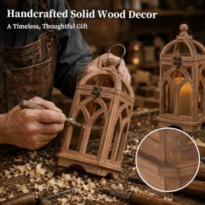 Handcrafted Birch Wood <b>Lanterns</b> with Gothic Design - Wholesale Decorative Wooden <b>Lanterns</b> - Product Image 4