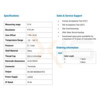 Sensor Inteligente de pH y ORP ABpH, Analizador Digital de Agua, Rango 0-14, Respuesta de 1 Segundo, Cable de 3 Metros, RS485 Modbus IP68 Electroquímico OEM