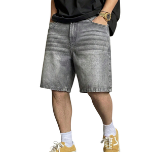 <b>Mens</b> <b>Woven</b> Denim <b>Shorts</b> Summer Mid Waist Button Five Pocket Relaxed Fit Knee Length Jeans Whisker Wash Vintage Streetwear - Product Image 5