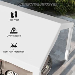 UV Resistant 19.6FT X 9.7FT Carport <b>Roof</b> <b>Canopy</b> Replacement Simple Style White PC Sail Fits 84C 378V00 84C 206 Series for 2 Car - Product Image 6