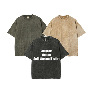 T-shirts en coton lourd à manches courtes pour hommes, col rond, impression graphique, lavage à l'acide - Product Image 1