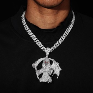 Colgante de Dragón Iced Out de Plata 925 con Moissanita de Corte Brillante Redondo, Estilo Hip Hop, Forma de Animal, para Uso Diario, Amuleto Religioso - Product Image 3