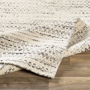 Gorgeous Hot Selling Distressed Linear Cream Area Rug - Modern Ivory Speckled Abstract Carpet Absorbent and Washable for Home - Product Image 1