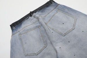 กางเกงยีนส์เดนิมสีน้ำเงินฟอกแบบลำลองทรงหลวมขาบาน OEM 2026 รุ่นสั่งทำพิเศษสำหรับผู้ชาย คุณภาพดีที่สุด เปลี่ยนสีไล่ระดับ - Product Image 4