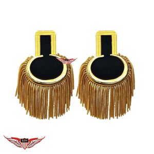 Epaulettes de Hombro Personalizables KEW de Metal Dorado con Flecos, Diseño Vintage de Lujo, Acabado Bordado Ecológico y Duradero - Product Image 1