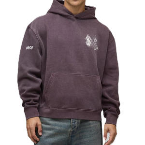 Sudadera con capucha para hombre, de algodón lavado, forro polar, corte holgado, estilo urbano, estampado gráfico, fabricación OEM, marca privada, exportación. - Product Image 1