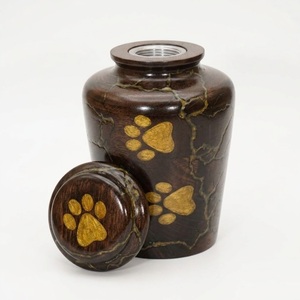 Handcrafted Solid Wood Pet Cremation Urn With Golden Paw Prints Wood Memorial <b>Keepsake</b> For <b>Dog</b> & Cat <b>Ashes</b> Funeral Supplies - Product Image 1