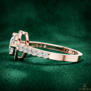 Anillo de Compromiso y Boda de Lujo con Halo de Diamantes Redondos Cultivados en Laboratorio, Certificados por IGI, en Oro Rosa de 9K-18K para Mujer - Product Image 2