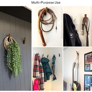 Set di 4 Ganci da Parete e Appendiabiti in Legno di Noce Scuro o Frassino Chiaro per Appendere Cappelli, per Uso Domestico o in Ufficio - Product Image 3