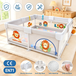 Corralito Espacioso para Bebés con Malla Suave para Fácil Almacenamiento y Espacio Seguro para Gatear para Niños Pequeños y Bebés - Product Image 1