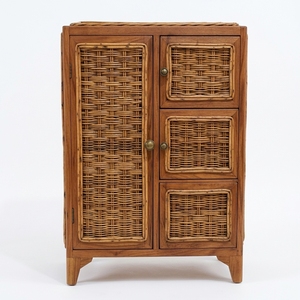 Nouvelle console de rangement en rotin tressé et bois, style moderne et minimaliste, avec tiroirs, pour l'intérieur - Vente en gros - Product Image 1