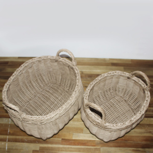 <b>Plastic</b> storage <b>baskets</b> woven organizer kitchen storage <b>basket</b> with lid round <b>plastic</b> rattan <b>basket</b> for clothes and fruit - Product Image 4