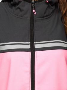 Veste polaire à capuche dégradé rose et noir coupe-vent sportive avec fermeture éclair coupe classique pour l'automne - Product Image 4