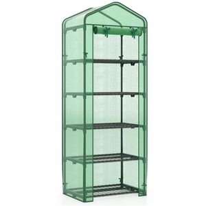 Portable 5 Tier Green Mini Greenhouse with PE Grid Cover Tool-Free Assembly for Indoor & Outdoor Use Pop-up <b>Frame</b> for <b>Planting</b> - Product Image 3