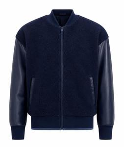 Blouson Bomber en Polaire pour Homme, Manches en Mélange de Laine, Col Montant, Fermeture Éclair, Style Décontracté pour l'Automne - Product Image 1