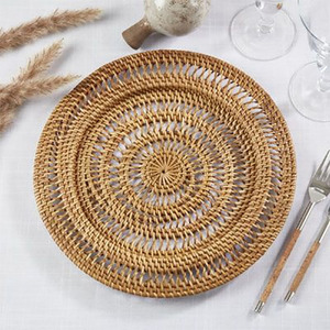 Bohemian <b>Square</b> Water Hyacinth <b>Placemat</b> Boho Rattan Charger Plates for Table Decoration From Vietnam Wholesaler - Product Image 2