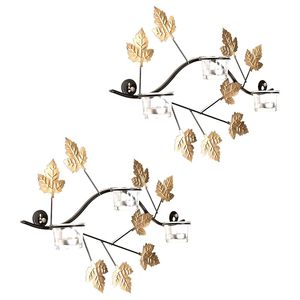 Iron Antique Maple <b>Leaf</b> Wall Mount Candle Holder with Tealight Candle Vintage Decorative Wall Sconce for Home Festive Decor - Product Image 6