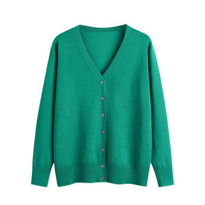 Women's V-Neck <b>Cardigan</b> <b>Sweater</b> Long Sleeve Solid Color Casual Knitwear 100% Acrylic Anti-Pilling Full Sleeve Regular Fit - Product Image 2