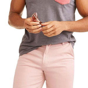 <b>Plus</b> <b>Size</b> Men's Solid O-Neck Knitted 100% Cotton Quick Dry Breathable Sporty Tank <b>Top</b> Gray and Light Blue with Pink Trim 2026 - Product Image 6
