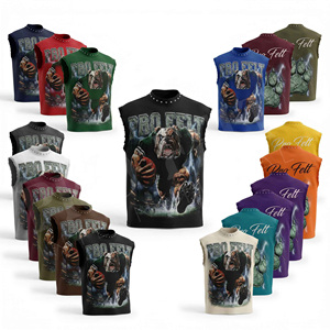 Men Graphic Customized Own Brand Name Embroidery Cotton Sleeveless Tank Top Muscle Tee Vintage Style Fashion Trendy T Shirt - Product Image 1