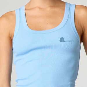 Camiseta sin mangas de punto acanalado transpirable para mujer, estilo casual, de algodón, longitud regular, ideal para verano. - Product Image 2