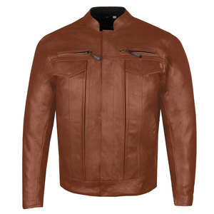 Chaqueta de Motociclista de Cuero Moderna, Ajustada, Cómoda, Ligera, Impermeable, Cortavientos, Transpirable, de Alta Calidad, para Hombre - Product Image 1