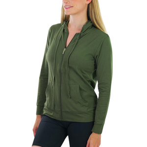 Sudadera con Capucha OEM para Mujer, Corte Holgado, Lisa, con Cierre Completo, Manga Larga, Algodón y Elastano, Transpirable, Informal, para Exteriores - Product Image 5