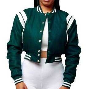 Custom Best Breathable <b>Top</b> Quality Women Varsity Jacket Hot Selling Women Cropped Wool Varsity Jacket - Product Image 3