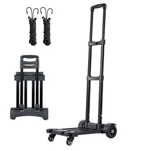 Carrello Pieghevole a 4 Ruote con Capacità di Carico di 131 kg, Carrello per Bagagli Richiudibile con 2 Corde Elastiche e Base Espandibile - Product Image 4