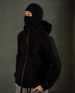 OEM – Blouson décontracté pour homme avec double capuche cagoule, en polyester et coton, fermeture éclair intégrale, coupe oversize et confortable - Product Image 3