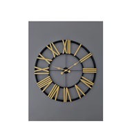 Horloge murale en fer de style antique, forme ronde, finition noire, horloge murale décorative simple pour salon, horloge murale en métal indienne