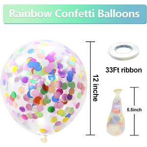 Palloncini in Lattice Multicolore Arcobaleno da 12 Pollici con Coriandoli, Confezione da 60, per Compleanni, Addii al Nubilato, Matrimoni - Product Image 3