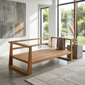 Modern Solid <b>Wood</b> Daybed <b>Sofa</b> Elegant Open Slatted <b>Frame</b> Wooden Lounge Couch <b>For</b> Rustic Living Room Setup Art Design Pure Art - Product Image 5