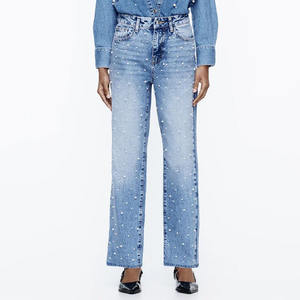 Jeans de Mezclilla Vintage para Mujer, Lavados, con Logotipo Personalizado Bordado, Ropa Urbana, Fabricante OEM - Product Image 6