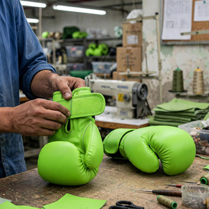 Wholesale Driftwear Impex High Quality Neon Green Boxing Gloves 10oz 12oz 14oz 16oz Custom Color Logo <b>Synthetic</b> <b>Leather</b> - Product Image 4