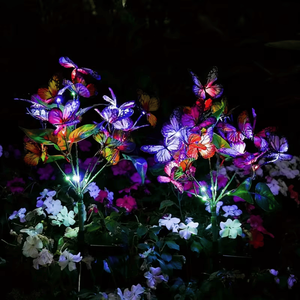 Ensemble de 4 lampes solaires à LED 160 LED en forme de papillon pour jardin, cour, décorations de Noël, cadeaux pour la fête des mères, lumière blanc chaud - Product Image 2