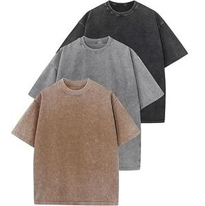<b>Mens</b> Acid Wash T Shirt Faded Cotton Streetwear Short Sleeve Oversized Casual Summer <b>Pullover</b> - Product Image 6