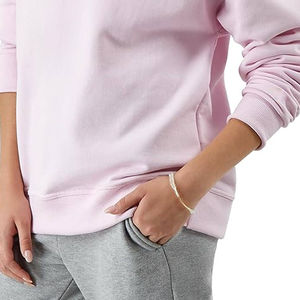 Sudadera de Cuello Redondo Rosa Claro para Mujer, Corte Regular, Color Sólido, Tejido de Algodón, Informal, Manga Larga, para Otoño - Product Image 4