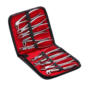 Juego de 10 Pinzas de Extracción Dental Manuales Ergonómicas de Acero Inoxidable Alemán para Adultos, Instrumentos de Cirugía Ortodóntica - Product Image 1